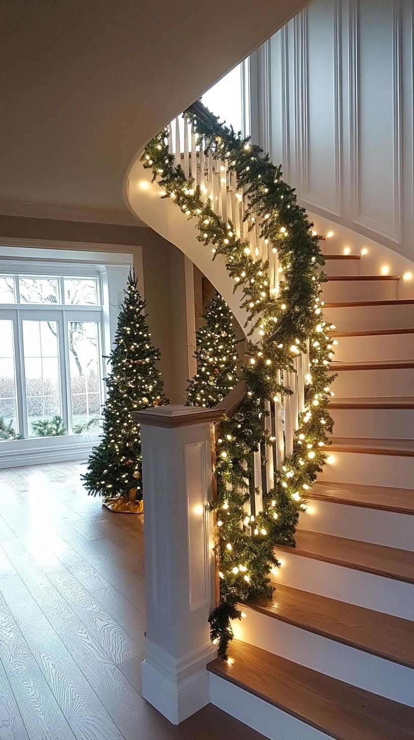 14. Glowing Staircase Holiday Decor