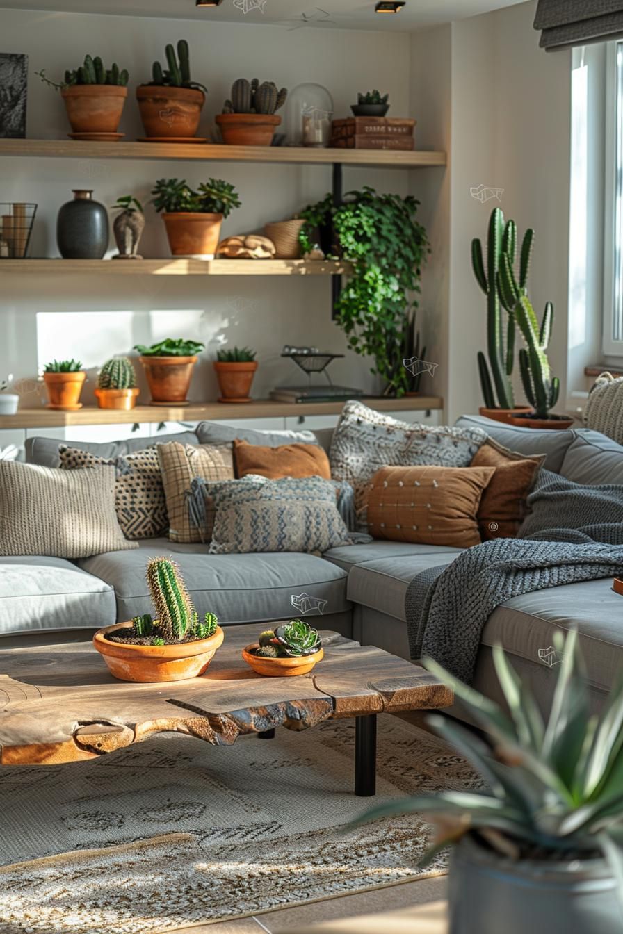 5. Earthy Scandinavian Living Room with Clay Pots - photo 2