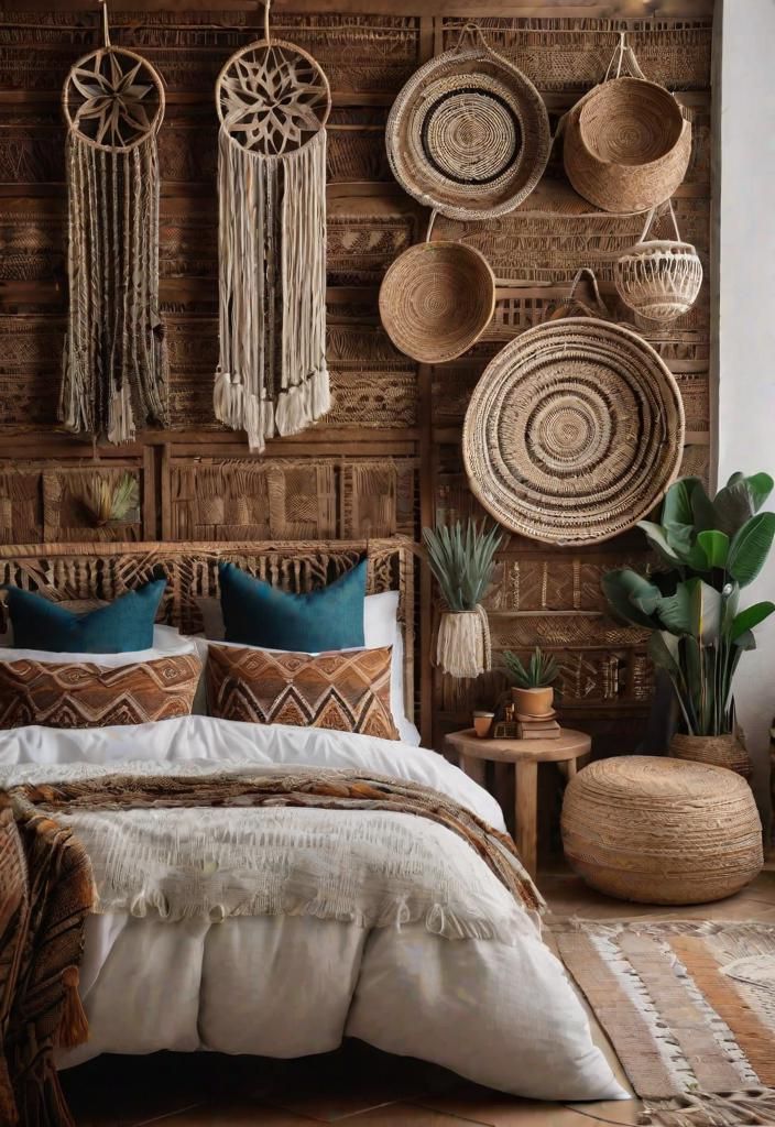 9. Boho Wall Basket Arrangements
