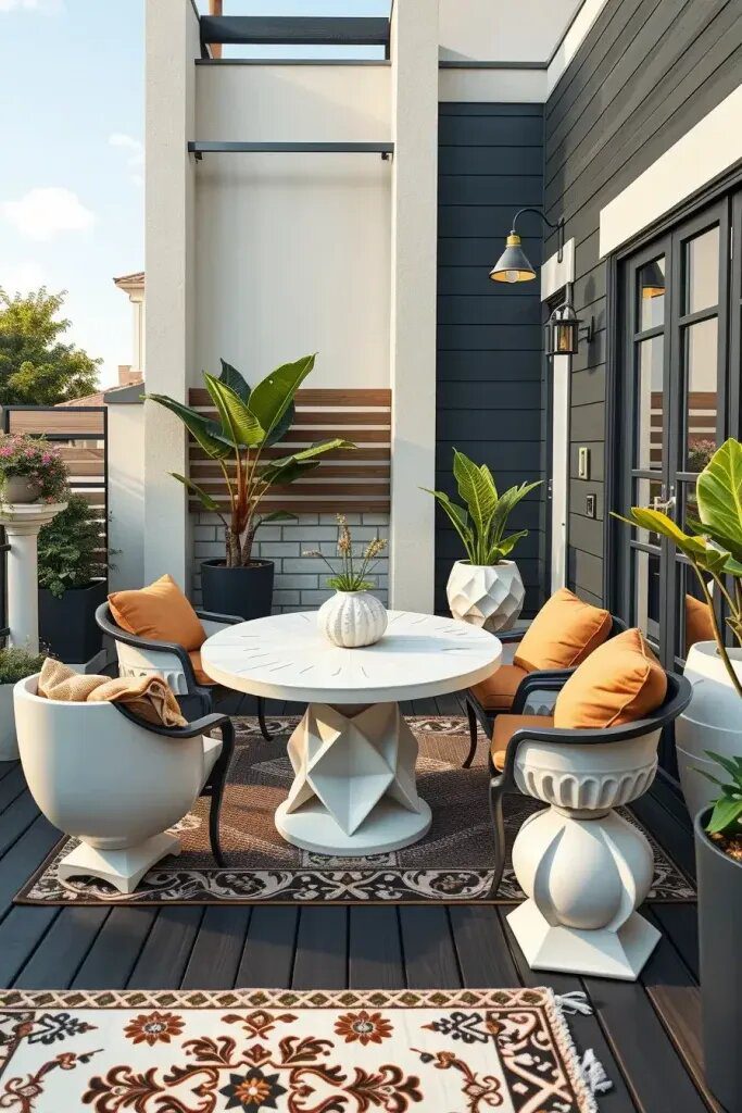 Bold Contrasting Colors for a Modern Terrace