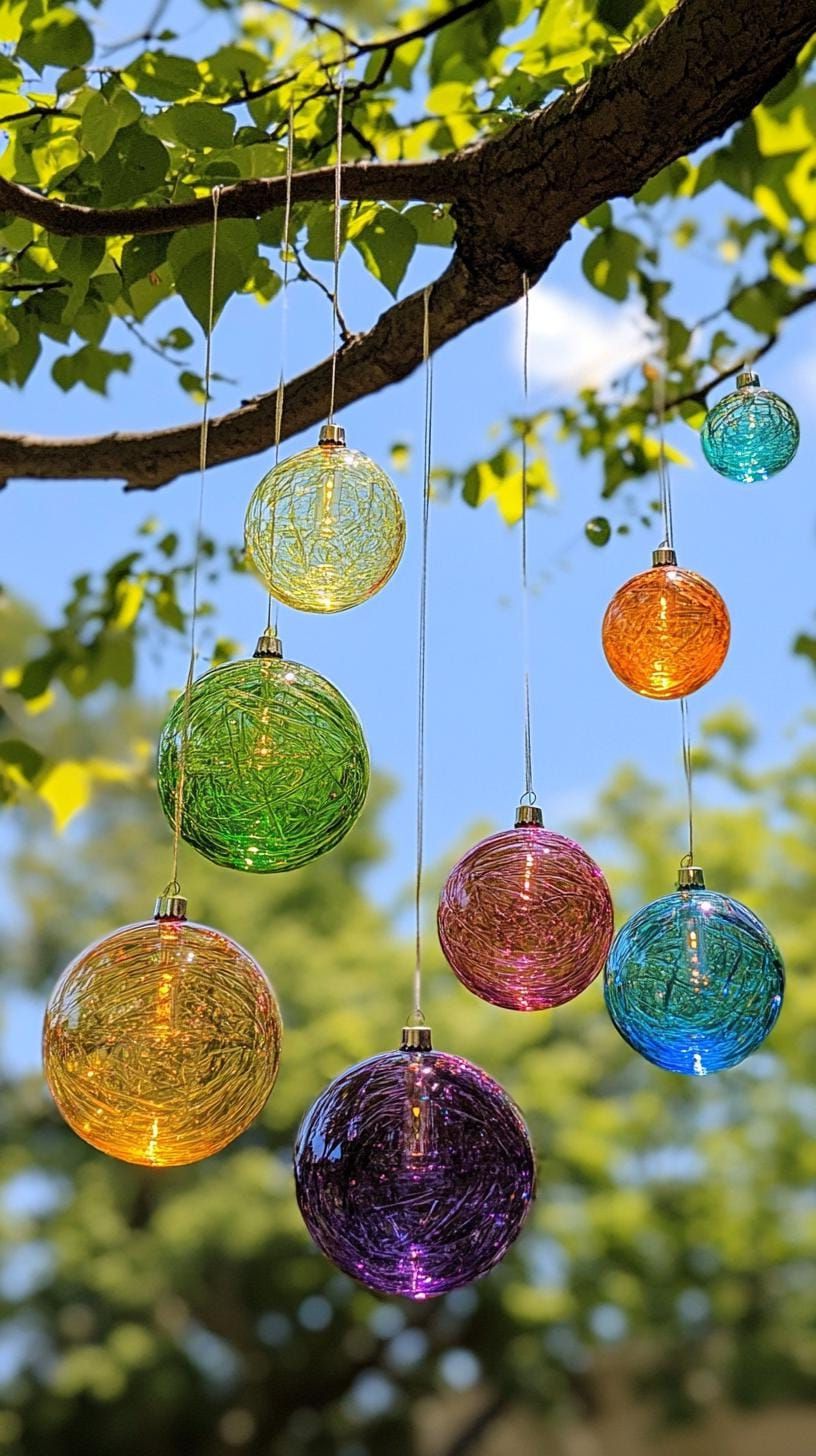 33. Glass Baubles Catching Light in the Trees