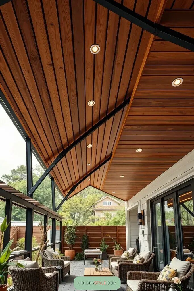 Statement Ceilings In Slatted Wood Or Metal