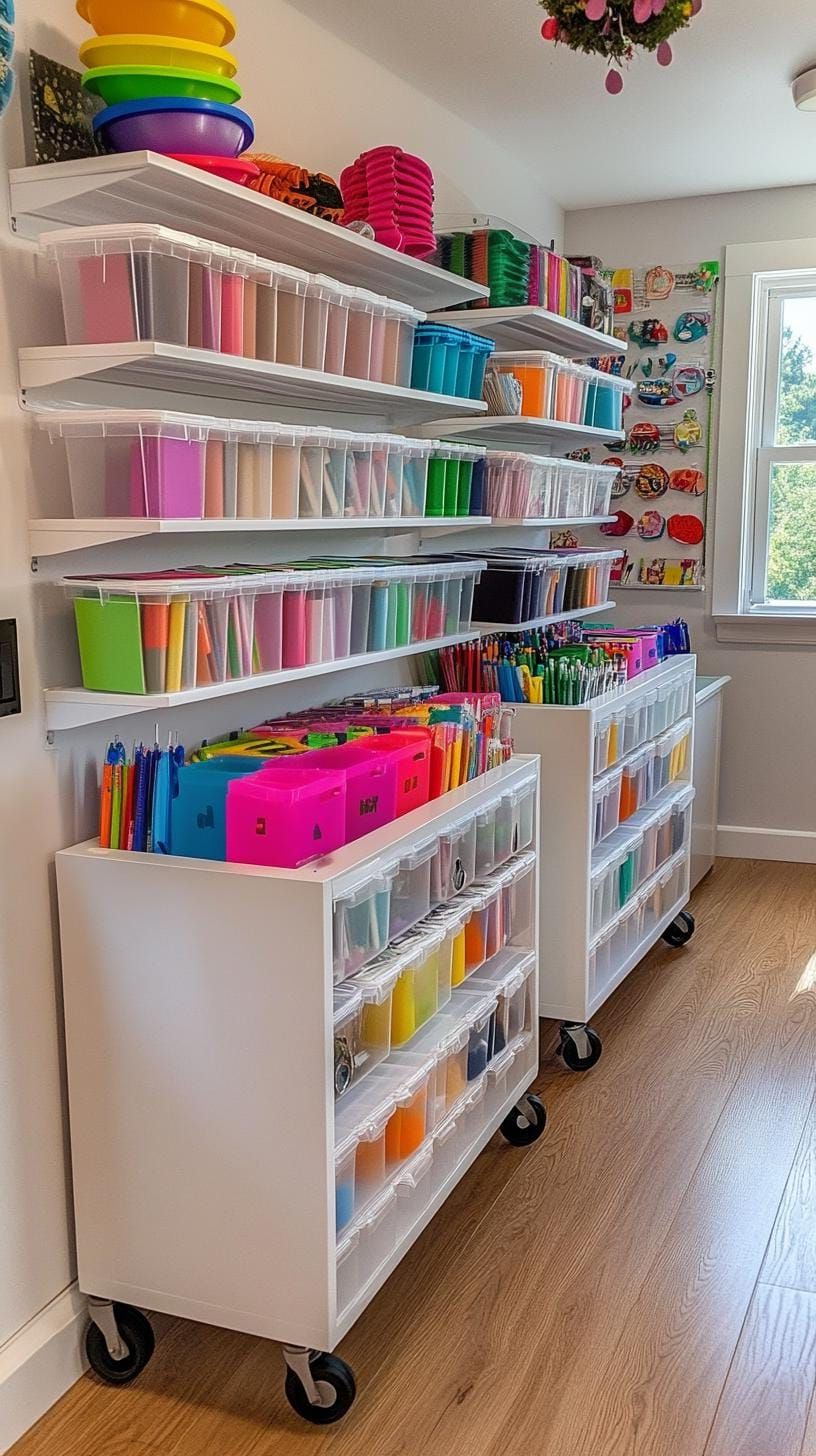 17. Rolling Storage Carts With Clear, Color-Coded Bins - photo 2
