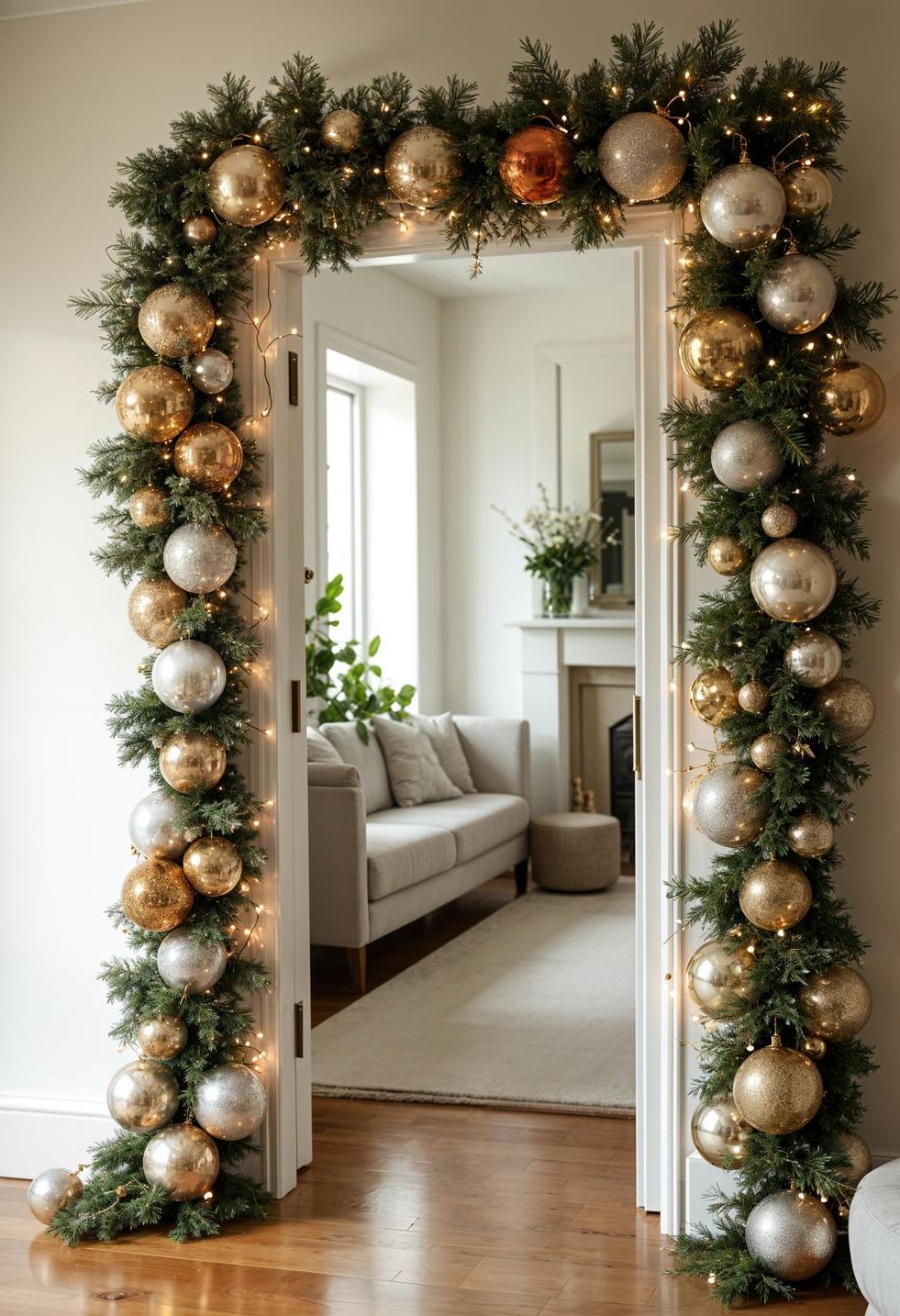 2. Metallic Cascading Doorway Garland