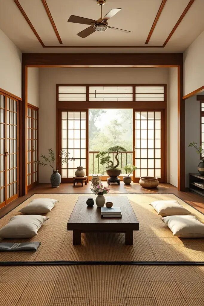 Japanese Inspired Minimalist Living Room Interiors