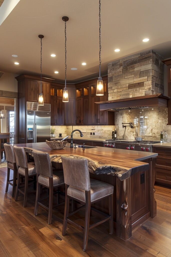 15. Warm Wood Tone Kitchens with Luxe Appeal