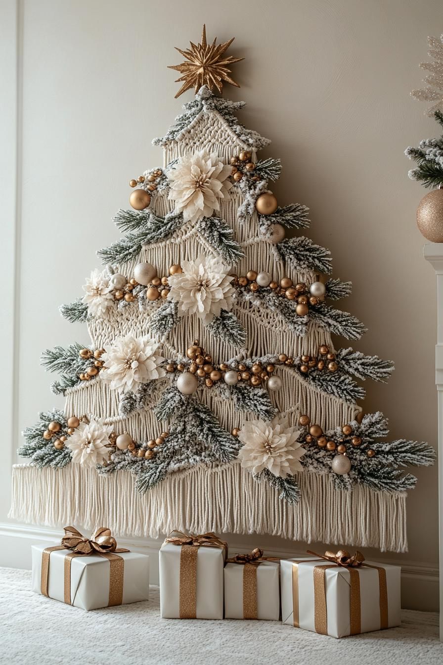 1. Macrame Christmas Tree Wall Art - photo 3