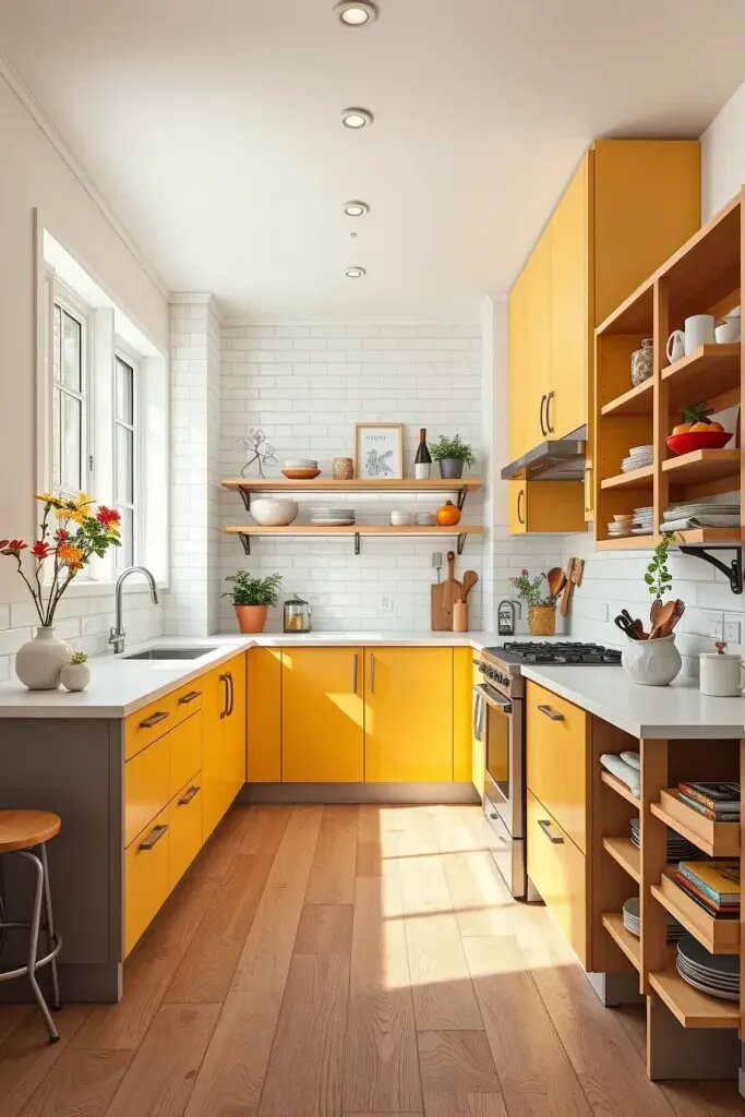 Airy Kitchens With Yellow Upper Cabinets - photo 2