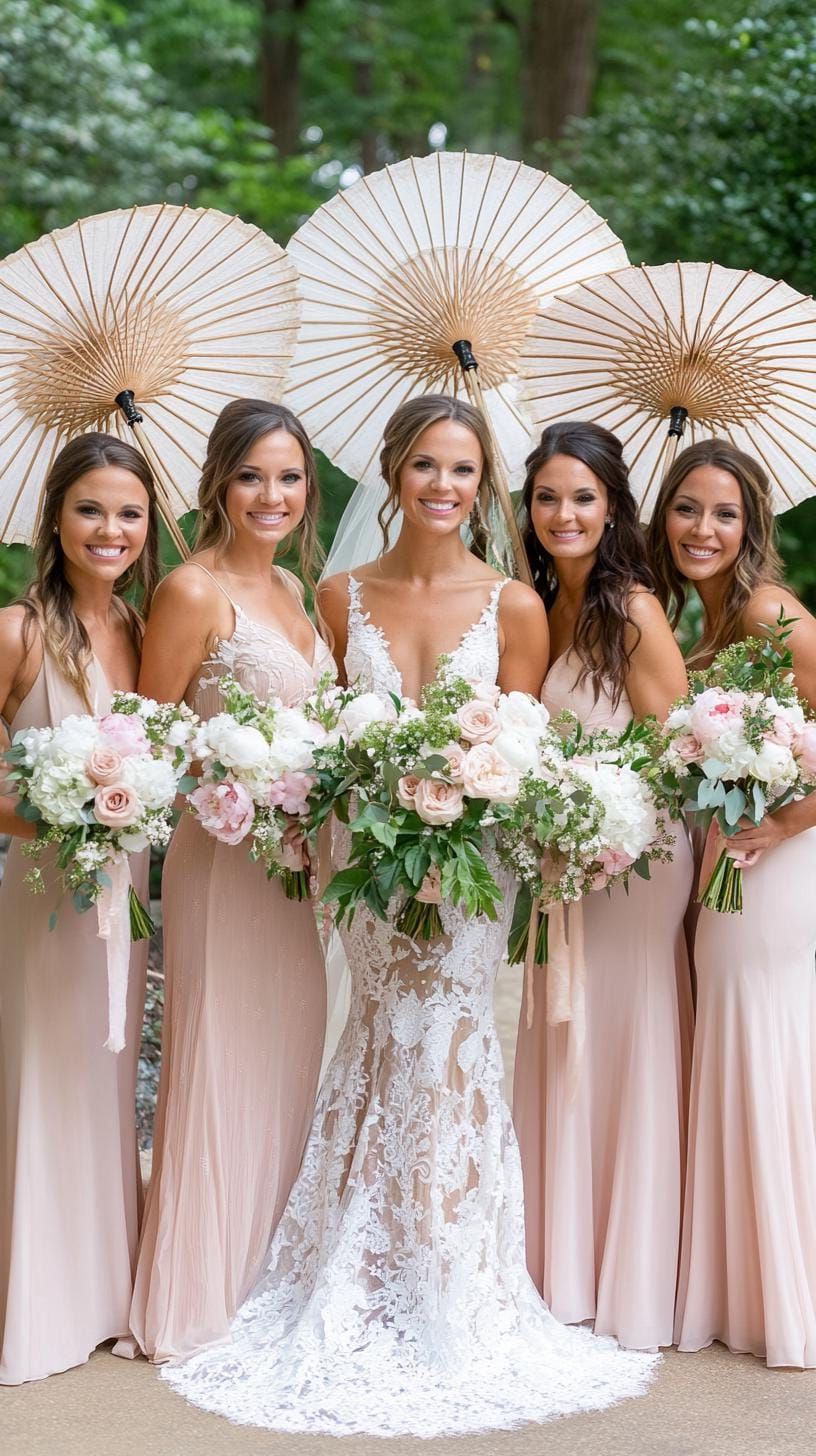 17. Pastel Parasols For The Bridal Party