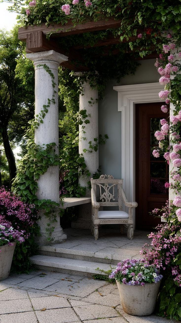 24. A hidden nook wrapped in blooming vines