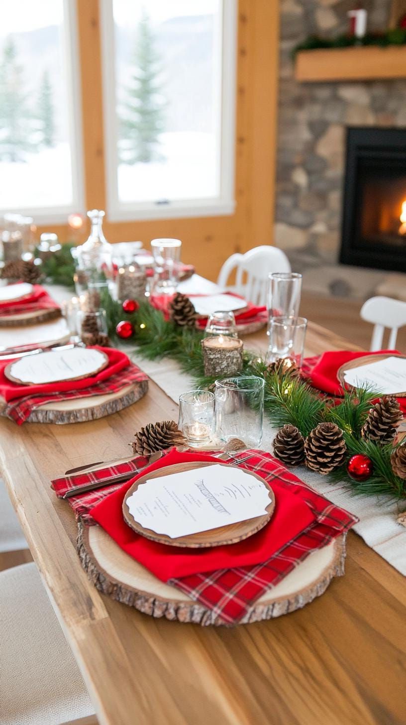 17. Cabin-Inspired Table with Birch Bark and Pine Cones - photo 2