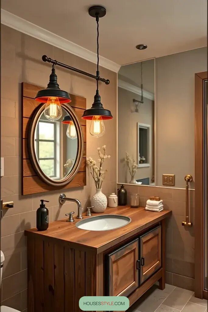 Industrial Lighting to Brighten Rustic Vanities - photo 2