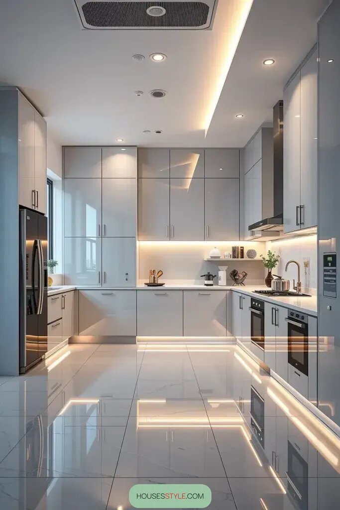 LED Lighting Paired with Gray Cabinets