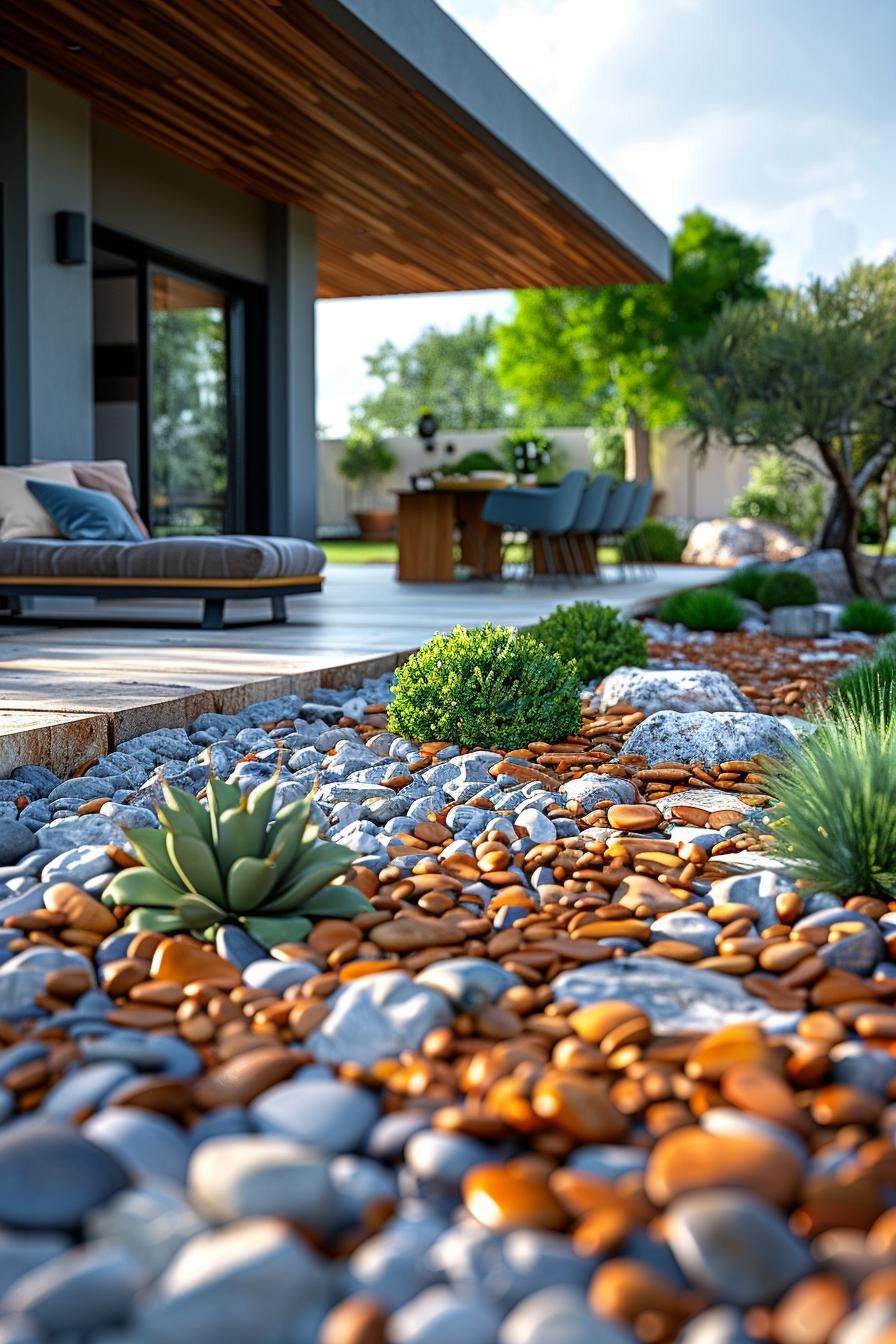 10. Pairing Concrete Furniture with Gravel