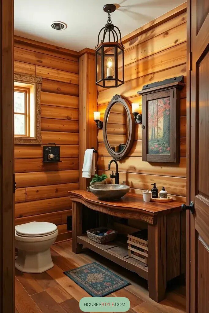16. Rustic Wooden Details for Ensuite Bathrooms