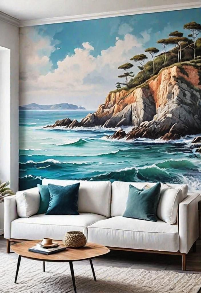 20. Accent Walls with Coastal Murals