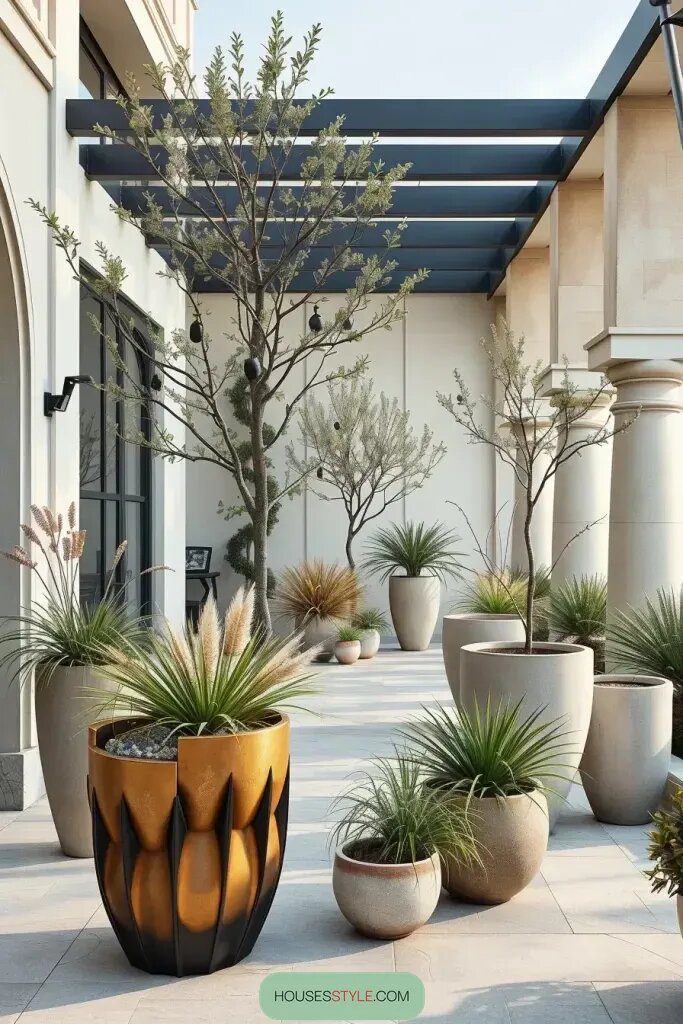 Sculptural Planters And Green Touches