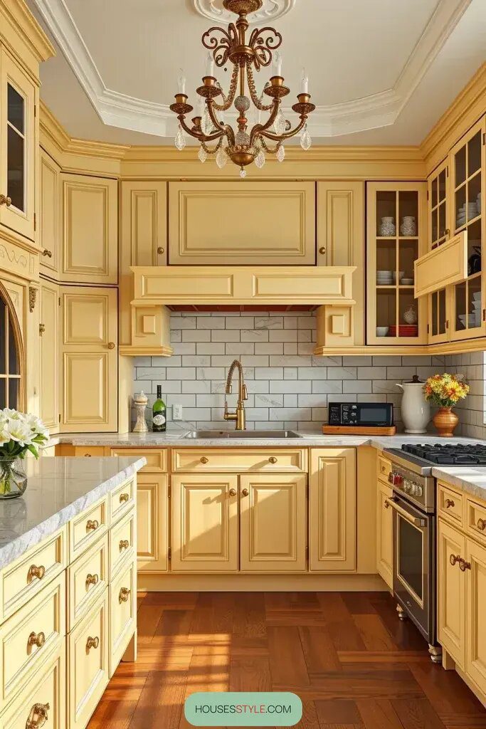 Refined Elegance With Creamy Yellow Cabinetry