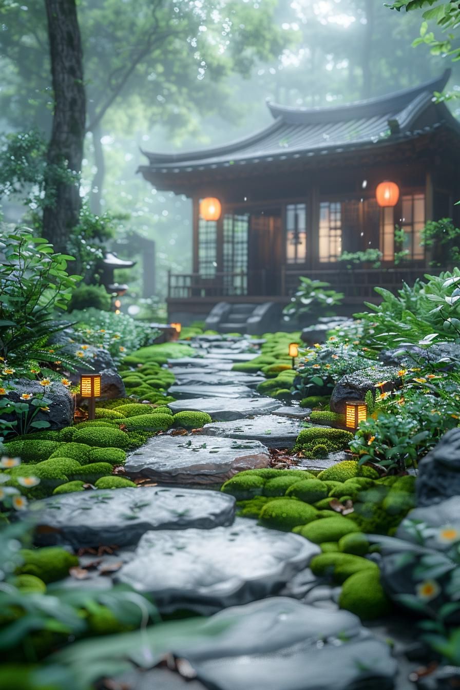 19. Woodland-Themed Flagstone Patio Retreat