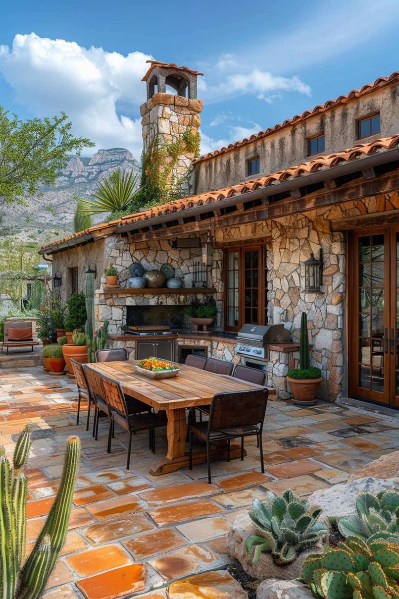 14. Desert-Themed Outdoor Kitchen Oasis