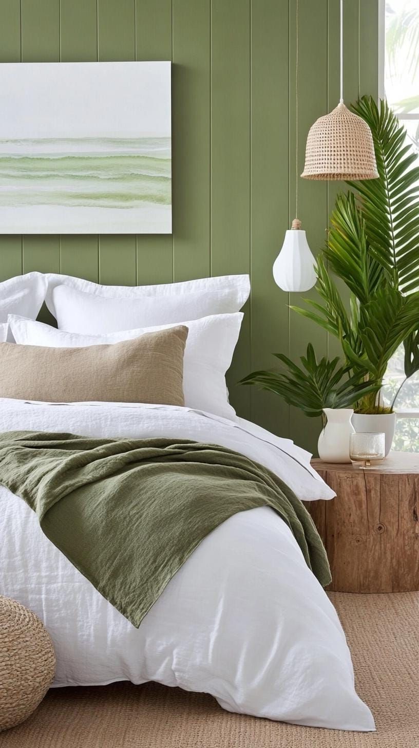 8. Coastal Olive Green Bedroom with Nautical Accents - photo 3