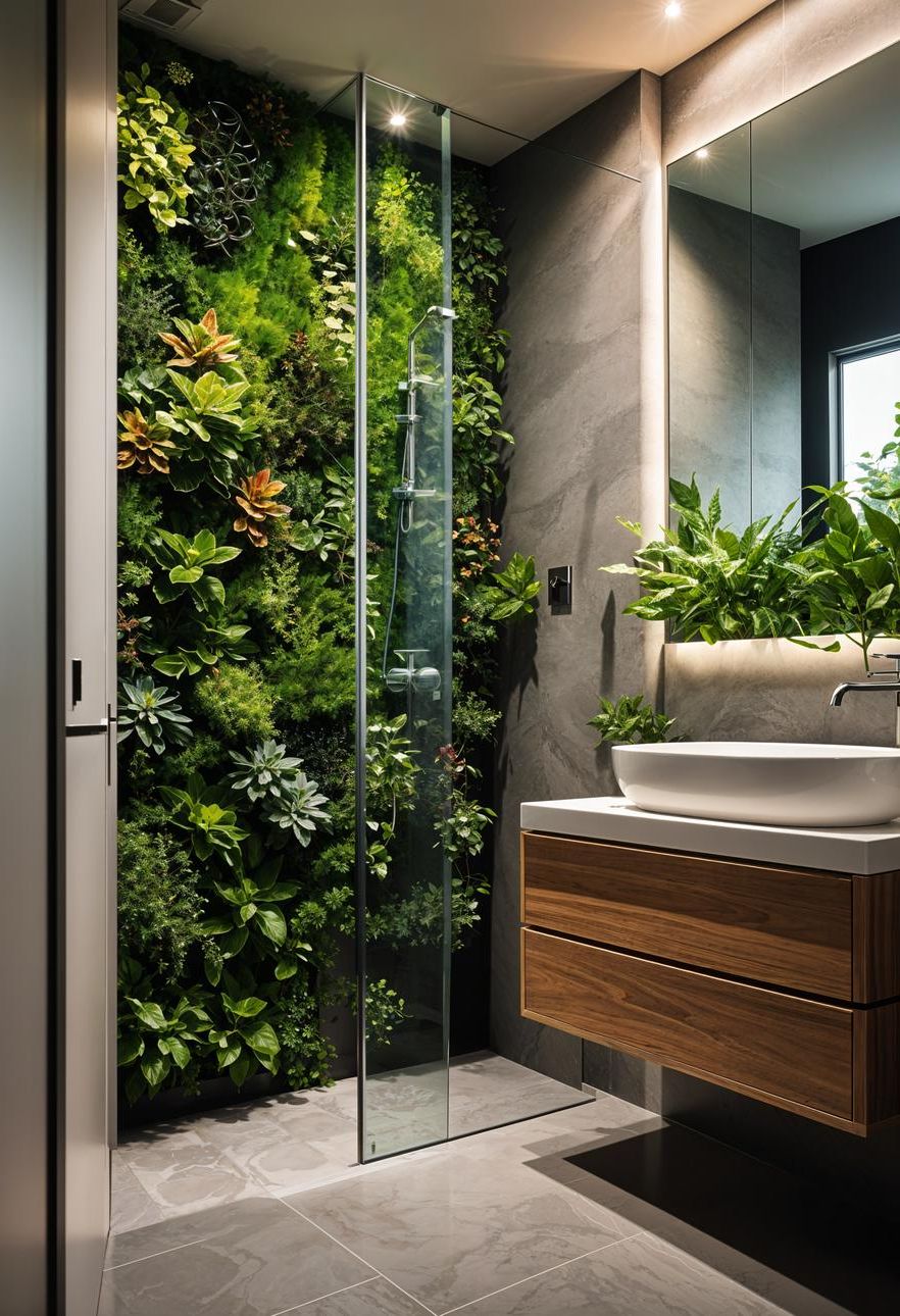 2. Vertical Garden Wall by the Shower
