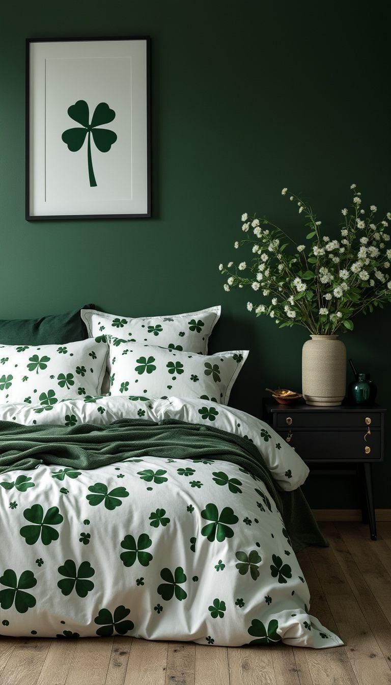 16. Chic Clover Green Bedroom Ideas