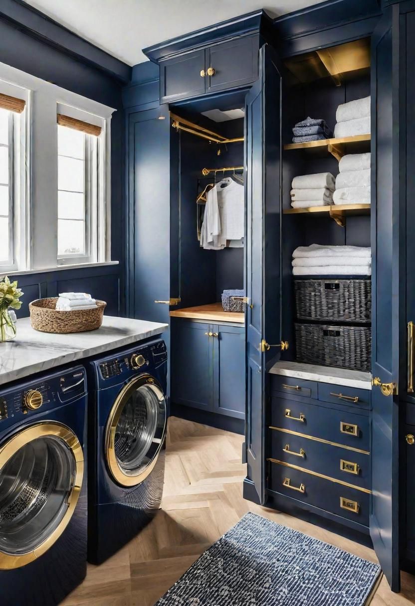 7. Nautical Navy & Brass Cabinets