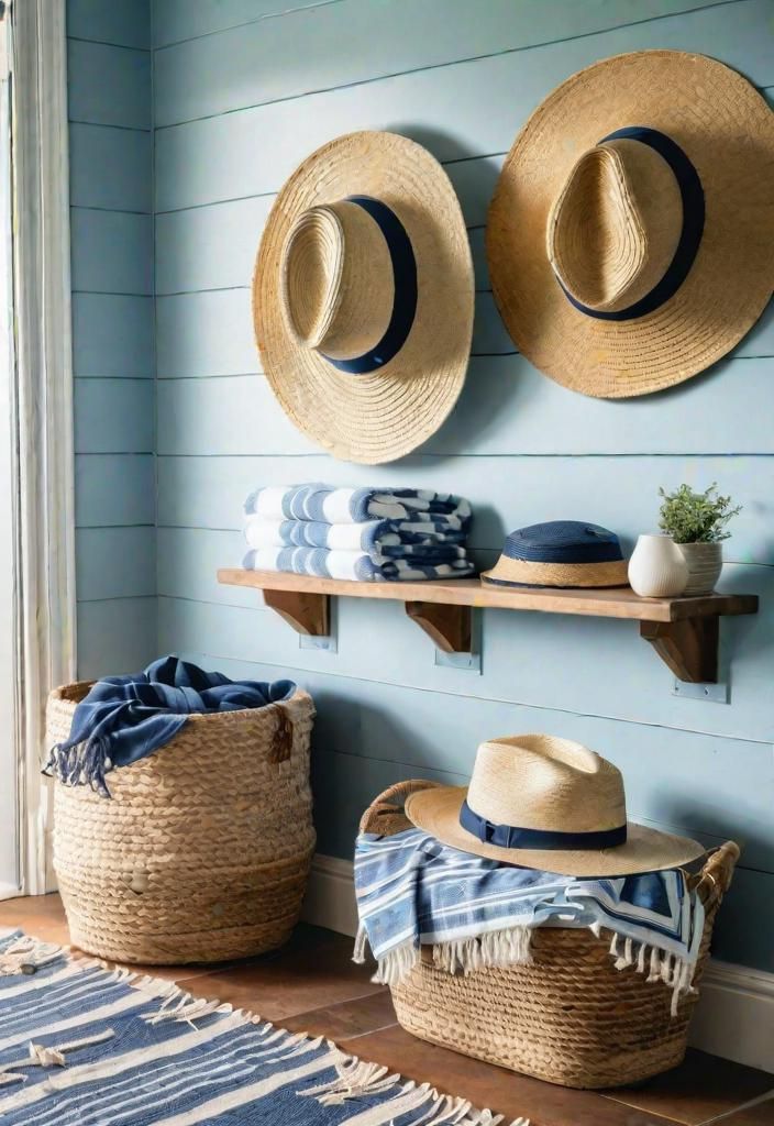 37. Beach Towel and Straw Hat Wall Storage