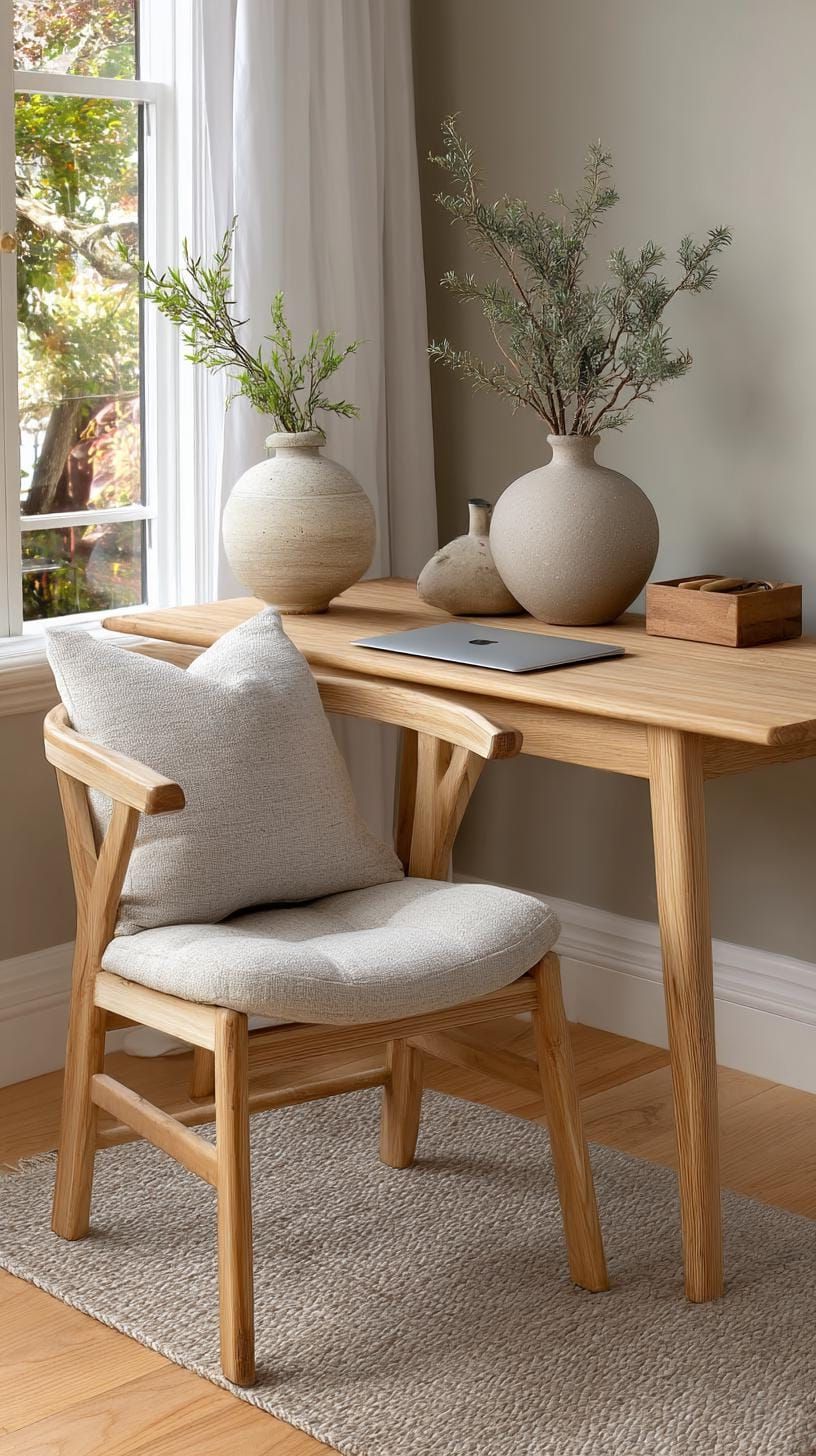 14. Japandi Desk Setup with Soothing Earthy Colors - photo 3