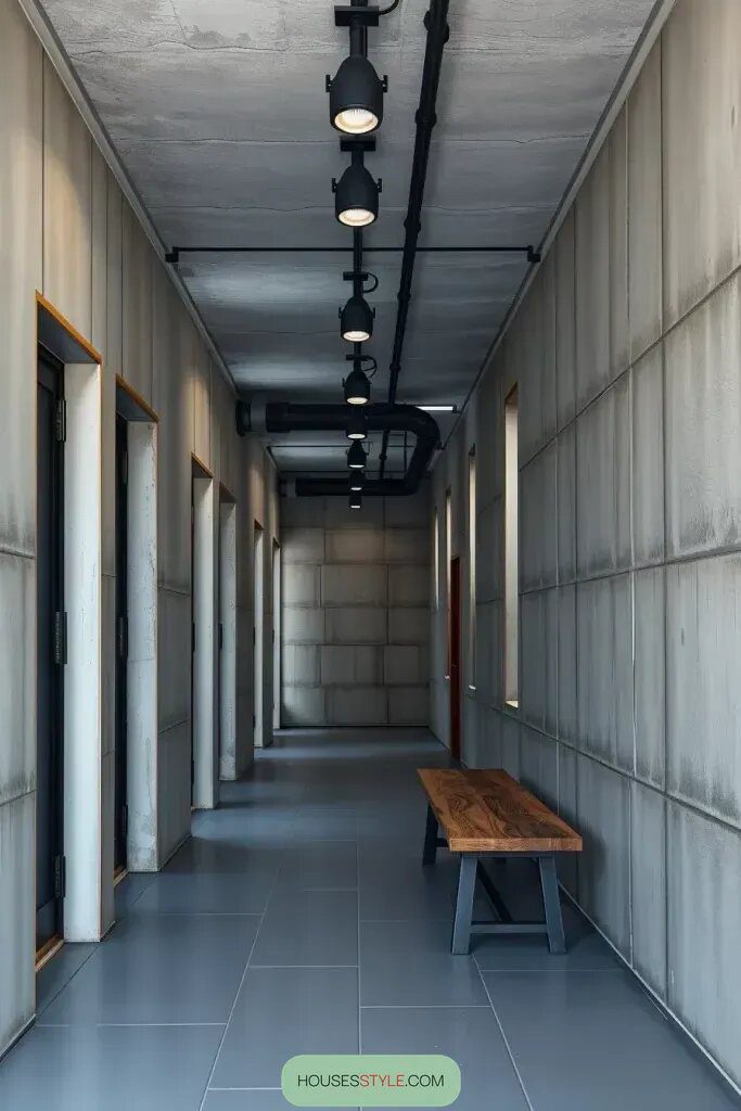 Industrial Touches for a Modern Hallway