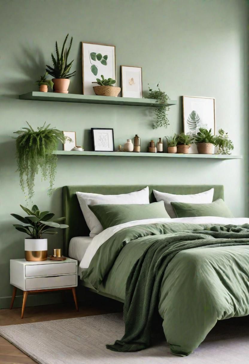 5. Sage Green Floating Shelves