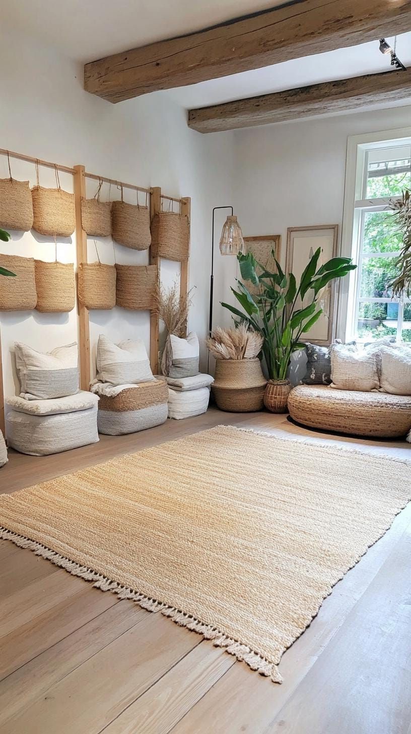 3. Layered Jute and Wool Rugs for Texture
