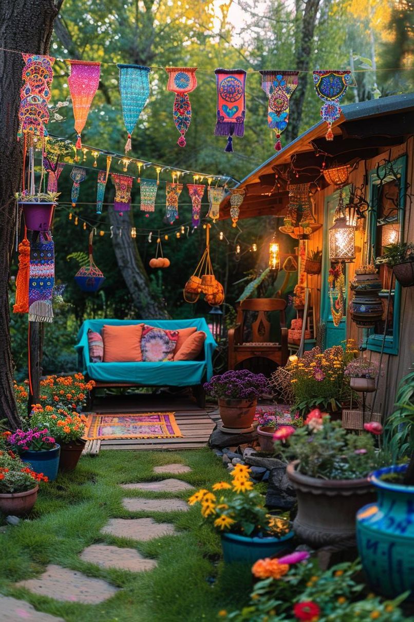 3. Colorful Tie-Dye Garden Flags - photo 2