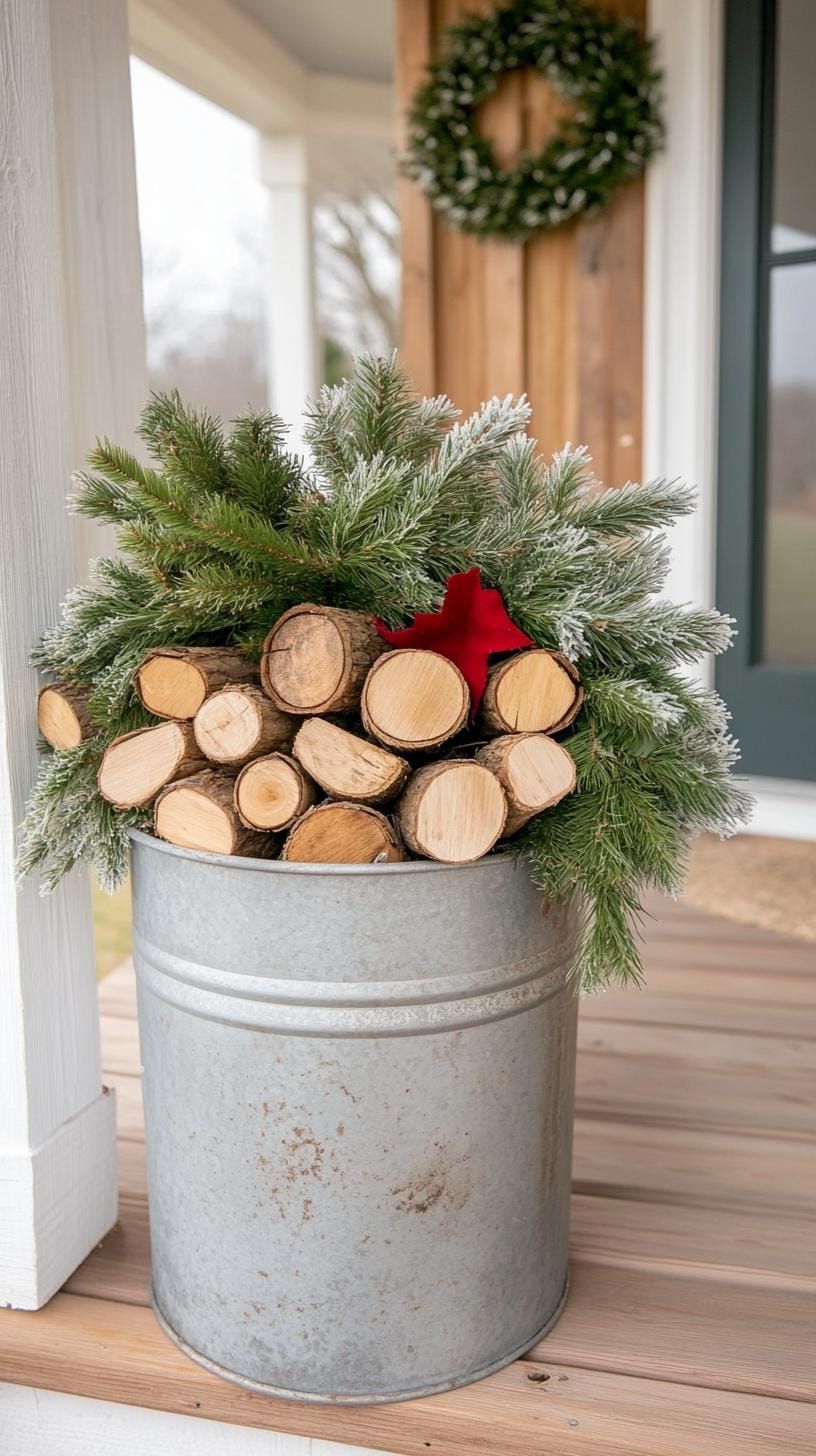 11. Firewood Displays in Galvanized Metal Buckets - photo 3