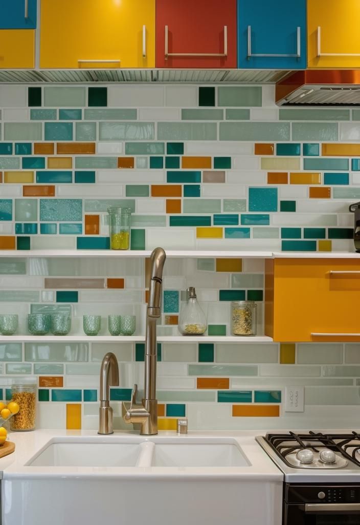 7. Vibrant Glass Mosaic Backsplashes