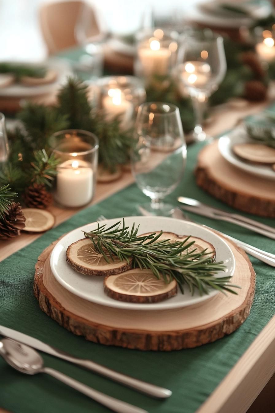 5. Wood and Greenery Holiday Table Decor - photo 3