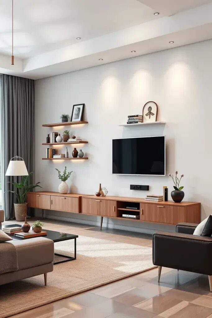 Floating Shelves and Media Units for a Sleek Look