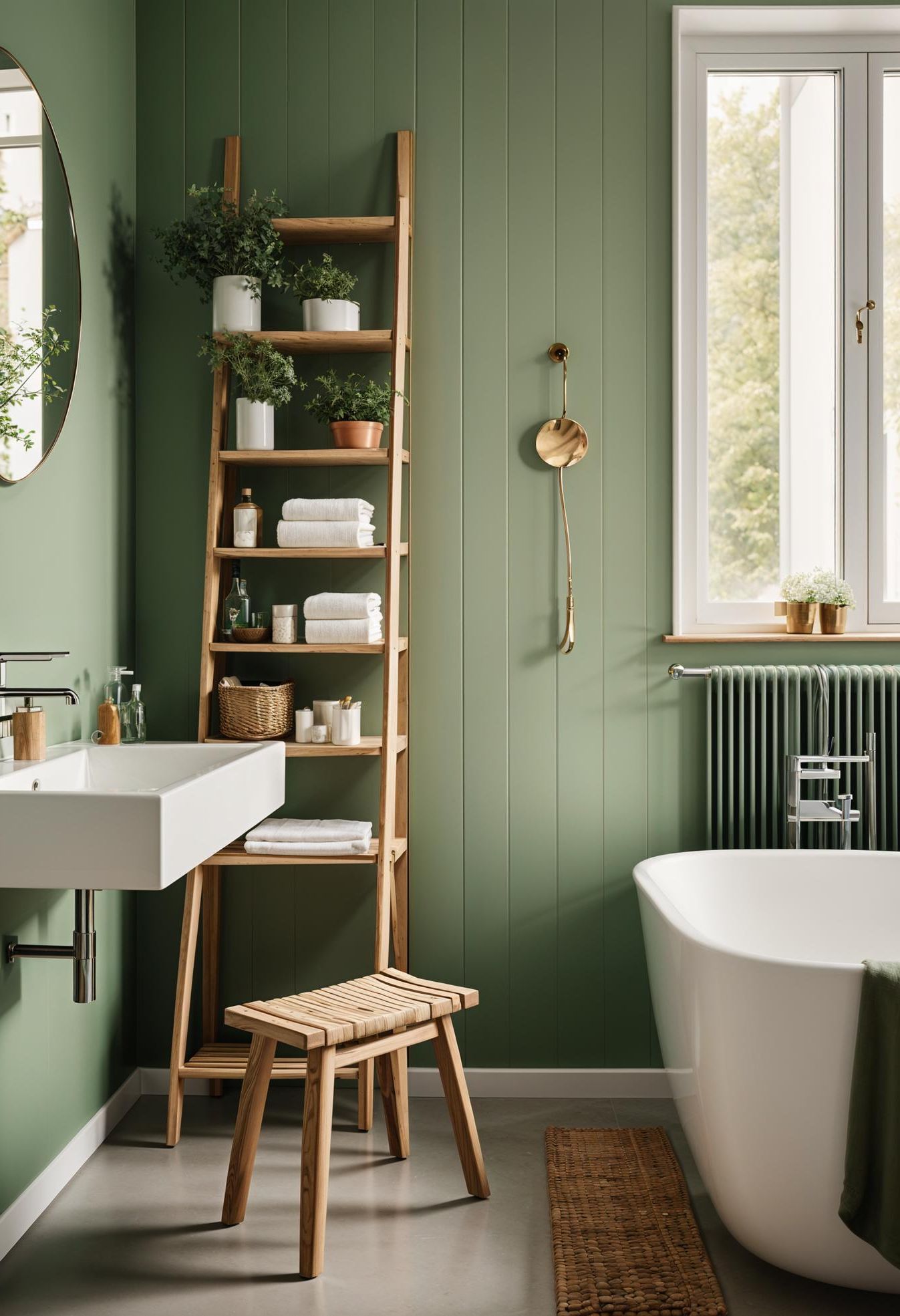 22. Nordic-Inspired Green Bathroom Calm
