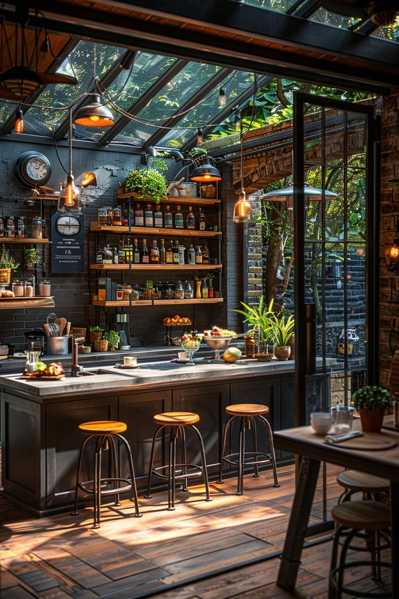 13. Industrial-Style Outdoor Kitchen Ideas