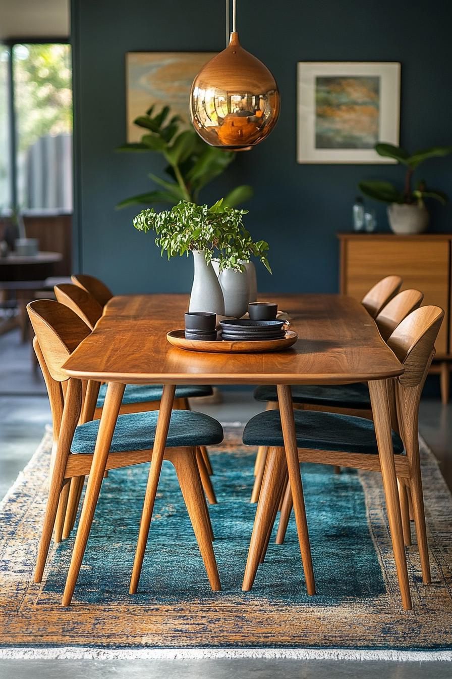 7. Vibrant Walls, Wood Tones