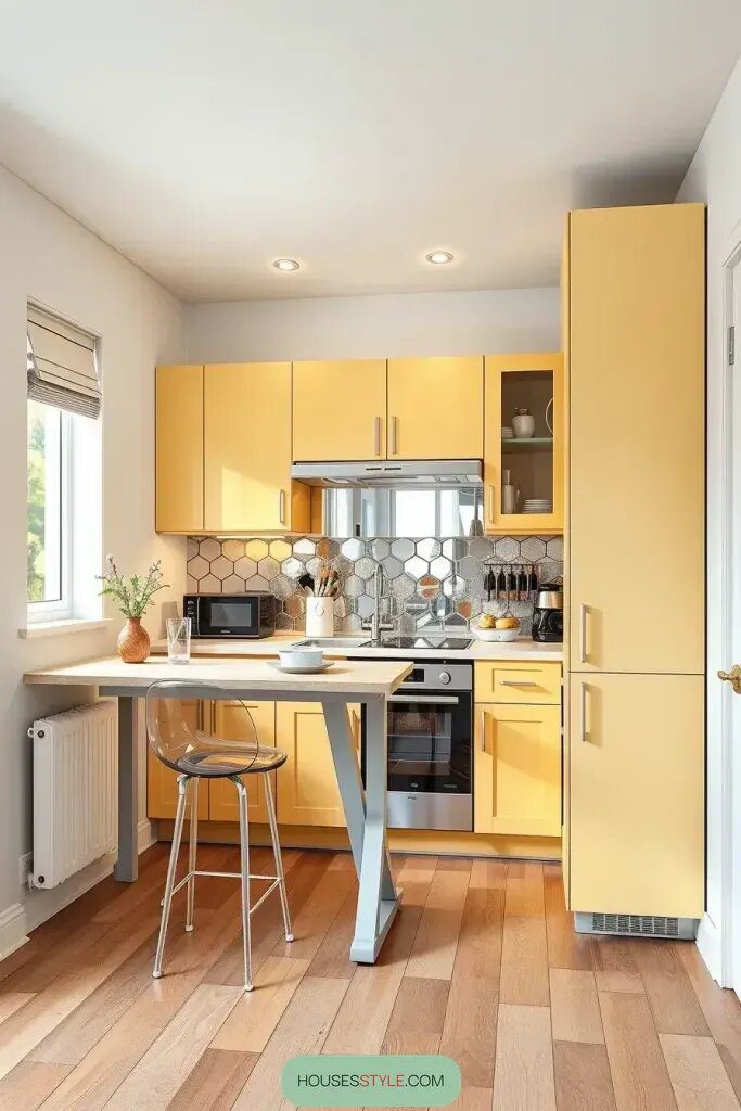 Light Yellow Cabinets for Small Kitchen Spaces