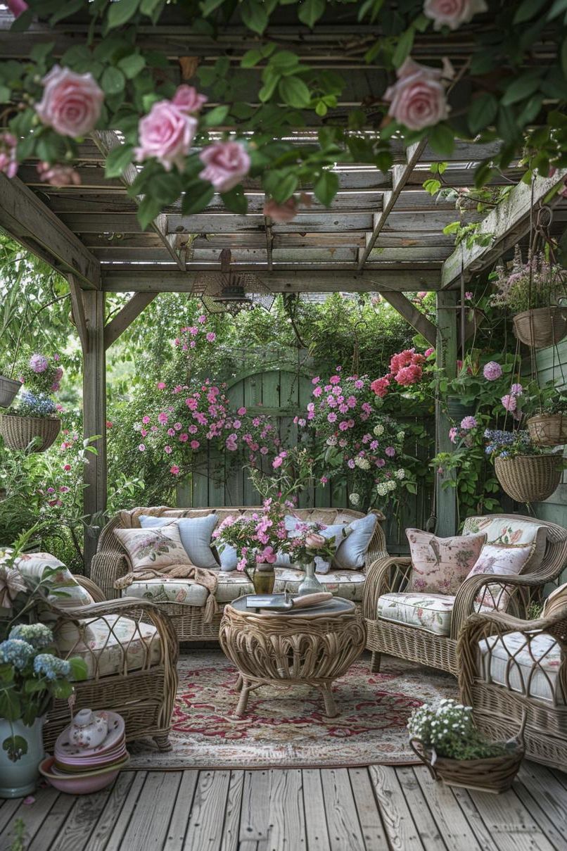 9. Vintage Pergola Style With Antiques