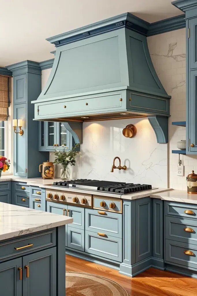 Sage Range Hoods with Blue Trim Details - photo 2