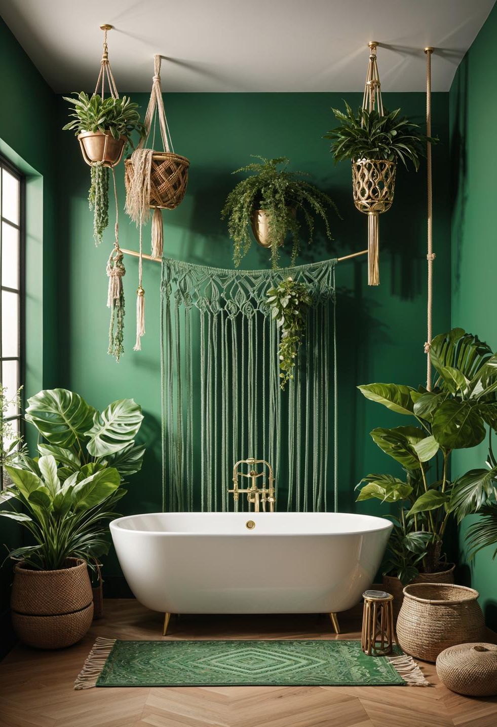 5. Eclectic Green Bathroom Decor