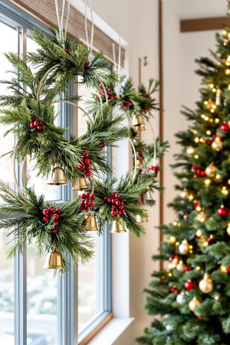 15. Floating Hoop Wreaths with Berries and Bells - photo 2