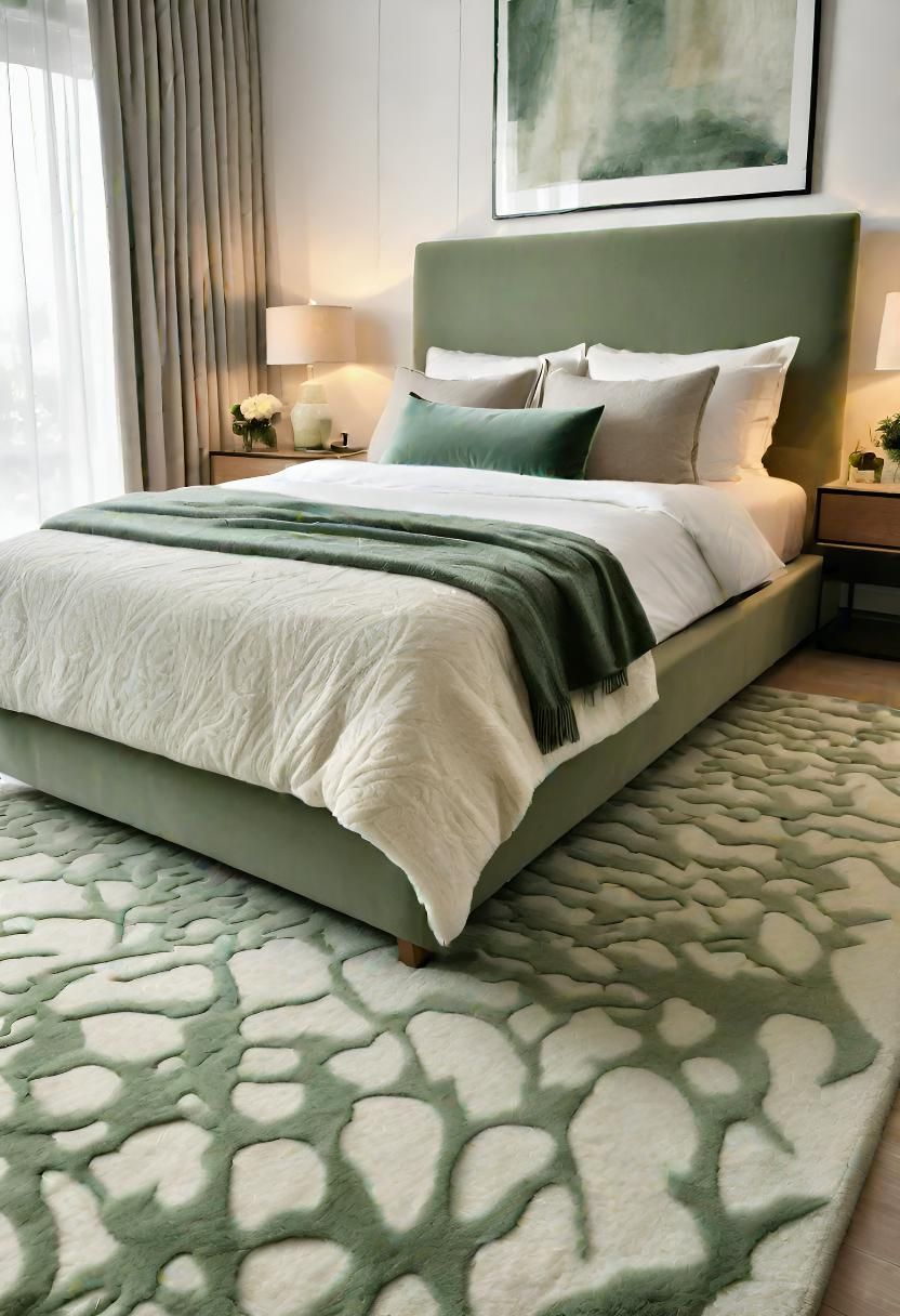 22. Abstract Wool Rugs in Sage Green