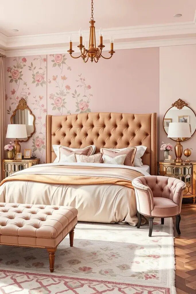 Feminine Dusty Pink and Champagne Bedrooms - photo 2