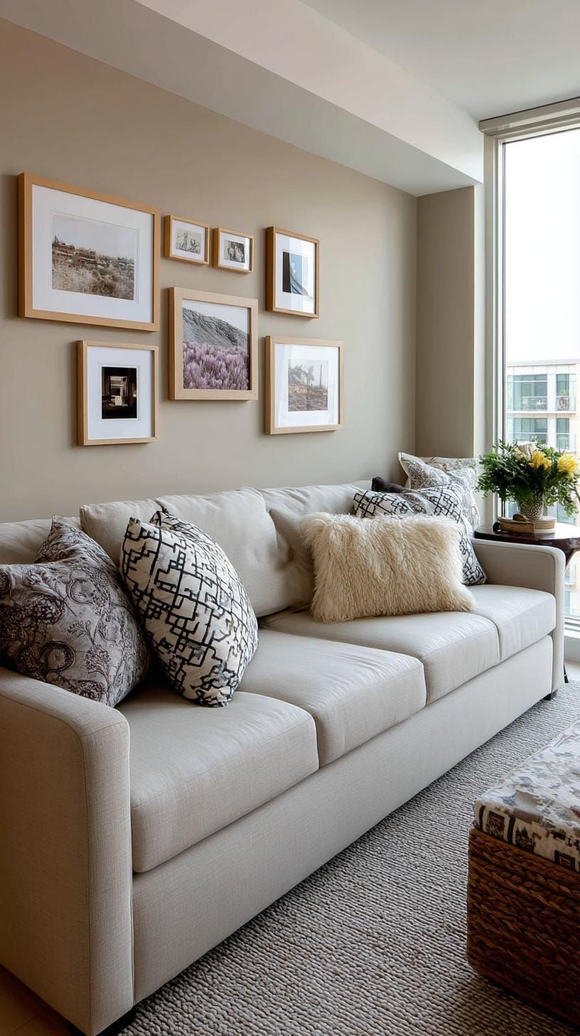 4. Horizontal Art Row Above the Sofa