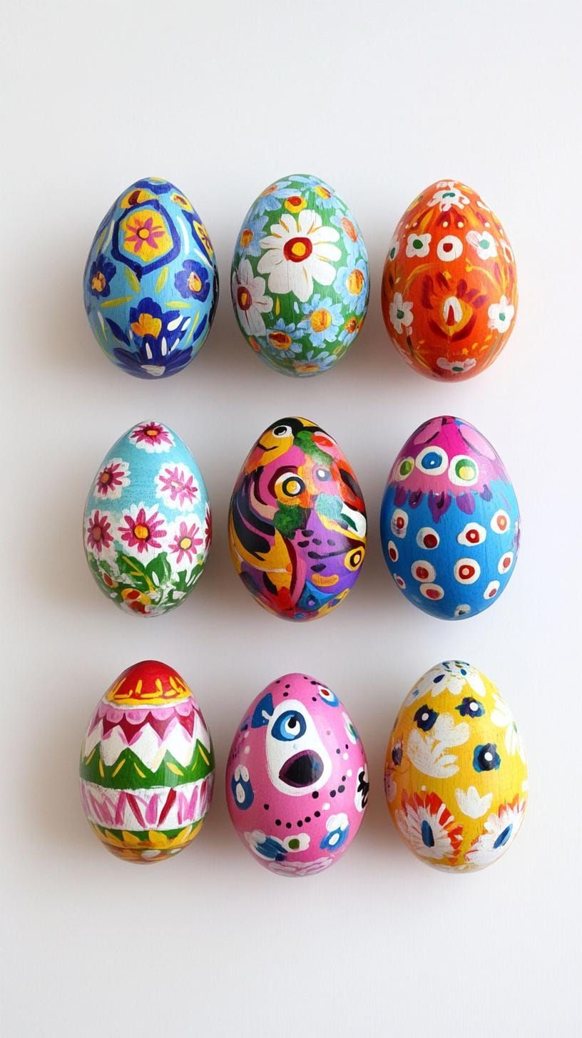 5. Folk Art Style Wooden Easter Eggs - photo 3